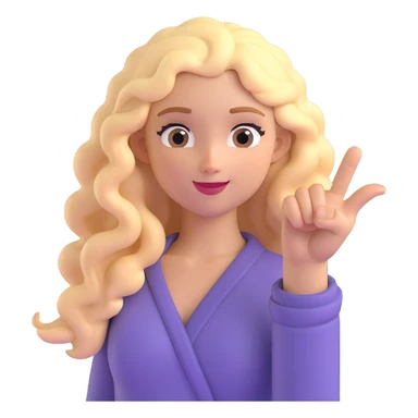 blonde girl with long curly hair holding up her hand in a stop gesture sticker