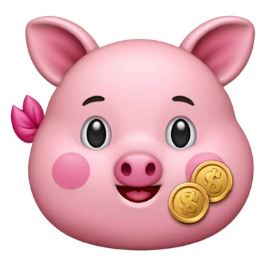 emoji de cochinito mientras se le cae las monedas sticker