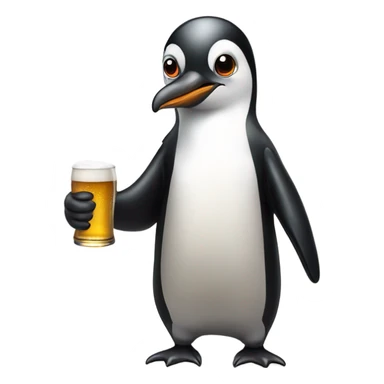 penguin holding a beer sticker