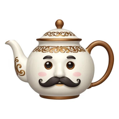 a teapot with mustache  sticker