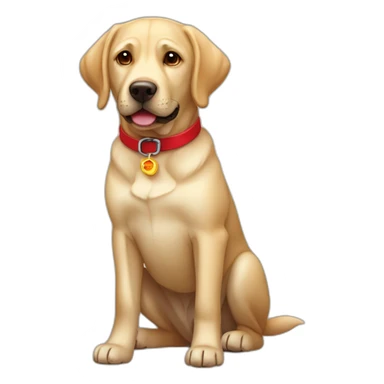 labrador with red collar sticker
