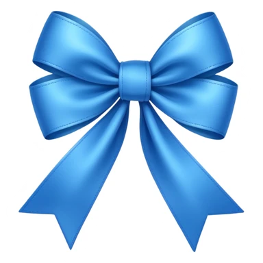 blue ribbon tied in a bow, apple emoji style sticker