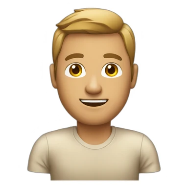 man in an office chair wearing a beige t shirt sticker