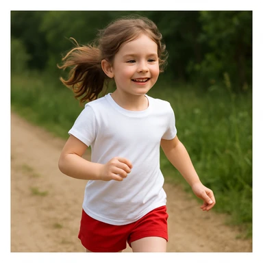 Make the girl's outfit red shorts and a white short-sleeved t-shirt sticker