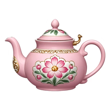 A pink and white flowery TeaPot sticker