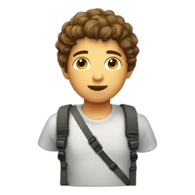 niño 12 años con pelo rizado sosteniendo una camara sticker