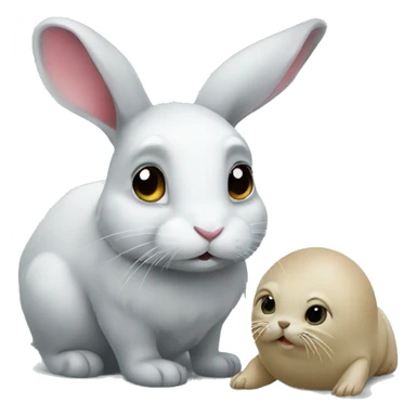 Rabbit with little seal sticker