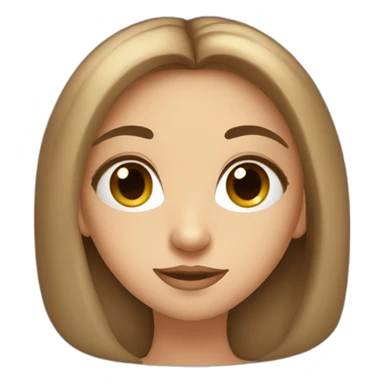 A humanoid girl with big brown eyes with long eyelashes, a beautiful small nose, drawn eyebrows, a full mouth, and long brown hair. sticker