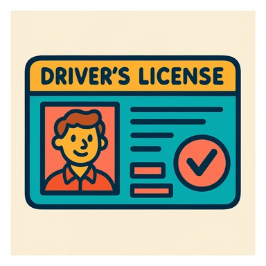 A cartoonish driver's license with bright colors and a fun design. sticker