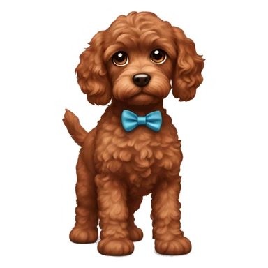 Full body reddish brown baby cockapoo with bow sticker