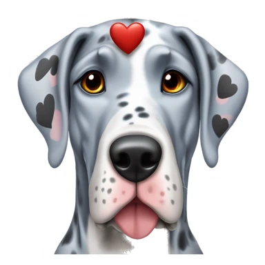 Blue Merle Great Dane with red hearts on head sticker