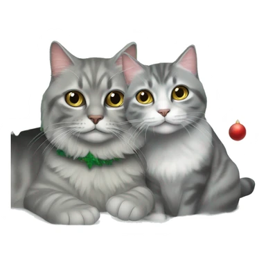 Christmas tree and Siberian gray cat  sticker