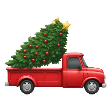 Red truck with Christmas tree  sticker