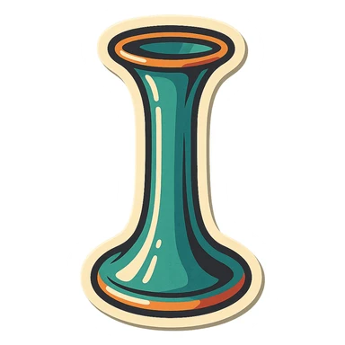 Obstetric Pinard stethoscope, rear view, retro stickers style, soft rounded shapes, expressive contours, vintage color palette, light paper texture, shadows and highlights, transparent background sticker