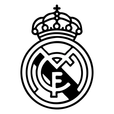 Real Madrid logo, simple black outlined icon, no fill sticker