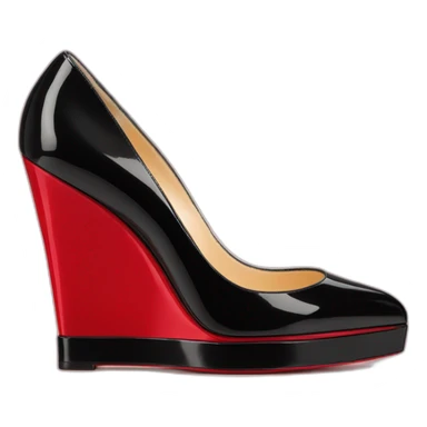 CHRISTIAN LOUBOUTIN  BLK PATENT WEDGE heel sticker