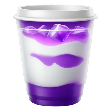 double white cup with purple drink and ice cubes sticker