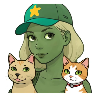 blonde Bestie with a dog and a brunette Bestie with a cat ￼￼ sticker