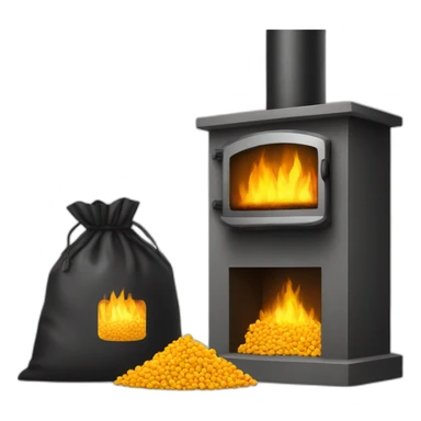 fire place and bag of pellets sticker