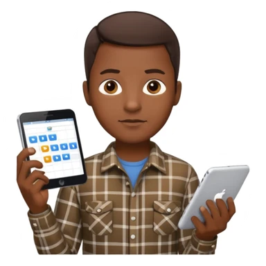 Black man, short brown hair, plaid shirt, sophisticated software engineer sticker