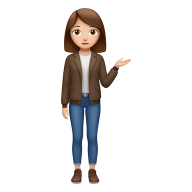 fille  en entier cheveux bruns tres long et lisse sticker