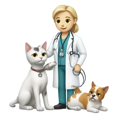 doctor cat treating a dog patient sticker