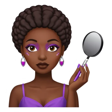 Black email doing her makeup with the brand rare beauty  sticker