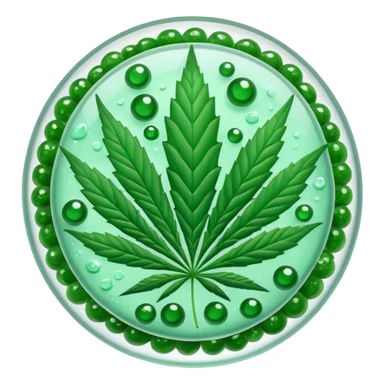 frozen caviar with cannabis leaf sticker