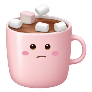 Light Pink mug of hot chocolate with marshmallows inside sticker