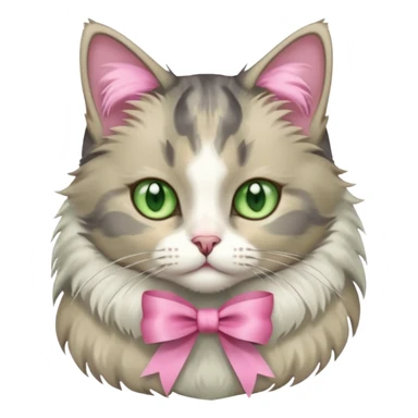 Dilute grey calico cat with pink ribbon sticker