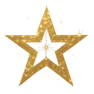 Remove the background from the image, keep the star sparkling, luxurious and bold with a strong presence. sticker