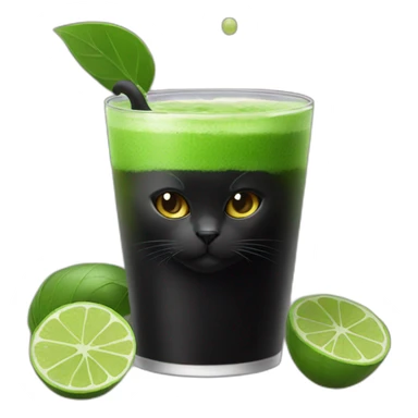 Black cat drink matcha sticker