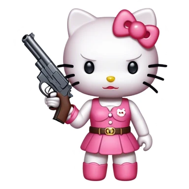 Hello kitty with a gun  sticker
