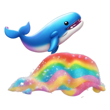 Lisa frank kawaii whale blowing rainbow glitter water  sticker