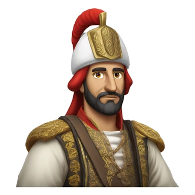 A full-length serious ottoman janissary photorealistic serious sticker