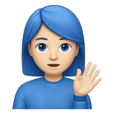 Memoji cabello azul parando el dedo de enmedio  sticker