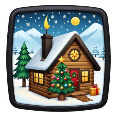 Realistic Beautiful Christian Christmas tree in a cabin sticker