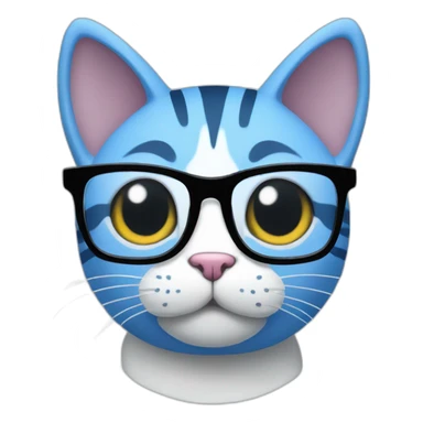 striper blue cat with glasses sticker