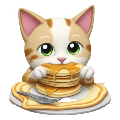 Cat eating a pancakes sticker