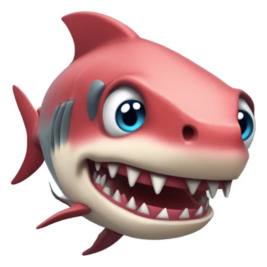 Tiburón Cón cadena y coraones sticker