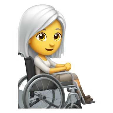 Wheelchair woman white with pretty Long grey hair woman  sticker