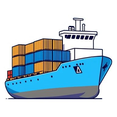 Cargo container ship in ocean sticker