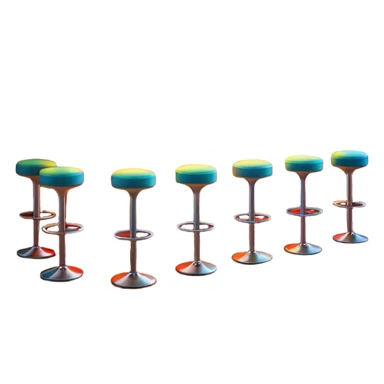 A 3D cartoon bar interior with a counter, glowing shelves of colorful bottles, tall stools, and hanging lights, warm ambient lighting, realistic reflections, Memoji-style. sticker