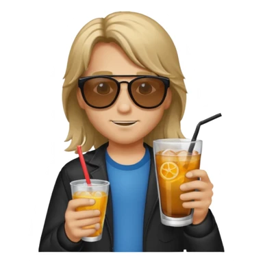 drink holders with sunglasses boy long hair sticker