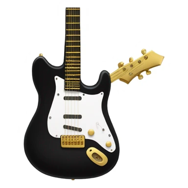 black guitar with gold gutiar string sticker