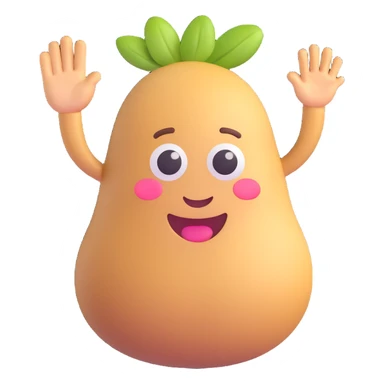 A cute potato emoji waving sticker