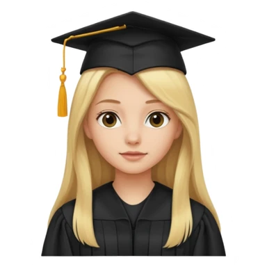 Blonde girl with long wait with graduation gown sticker