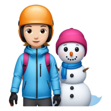 ski resort with snowboarder and snowman sticker