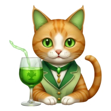 cat holding a glass of absinth sticker