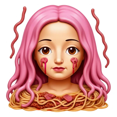  SPAM meat melted pink dripping sauce spaghetti monalisa portrait sticker